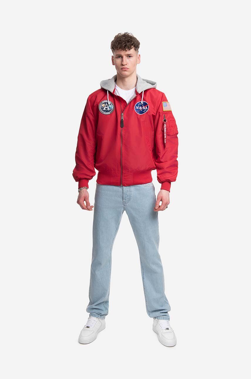 Alpha Industries geacă bomber Alpha Industries MA-1 Zip Hood Apollo 136106 665 bărbați, culoarea roșu, de tranziție 136106.665-red Alpha Industries geacă bomber Alpha Industries MA-1 Zip Hood Apollo 136106 665 bărbați, culoarea roșu, de tranziție 136106.665-red