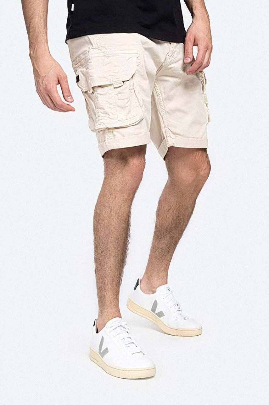 Alpha Industries pantaloni scurți din bumbac Crew Short culoarea bej 176203.578-cream Alpha Industries pantaloni scurți din bumbac Crew Short culoarea bej 176203.578-cream