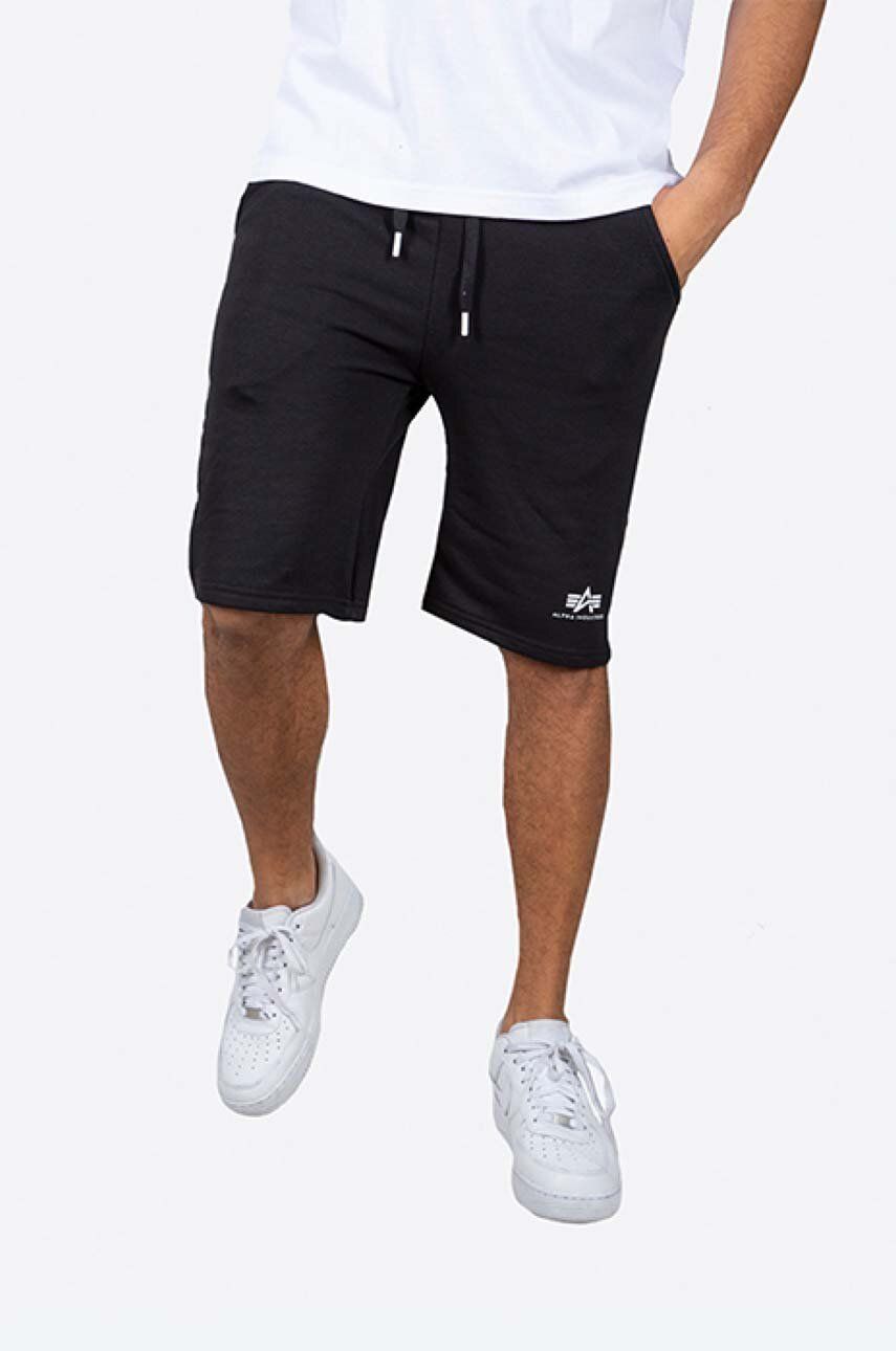 Alpha Industries pantaloni scurți din bumbac culoarea negru 116363.03-black Alpha Industries pantaloni scurți din bumbac culoarea negru 116363.03-black