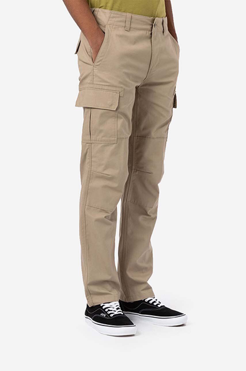 Dickies pantaloni de bumbac culoarea bej, drept DK0A4XDUKHK-BROWN Dickies pantaloni de bumbac culoarea bej, drept DK0A4XDUKHK-BROWN