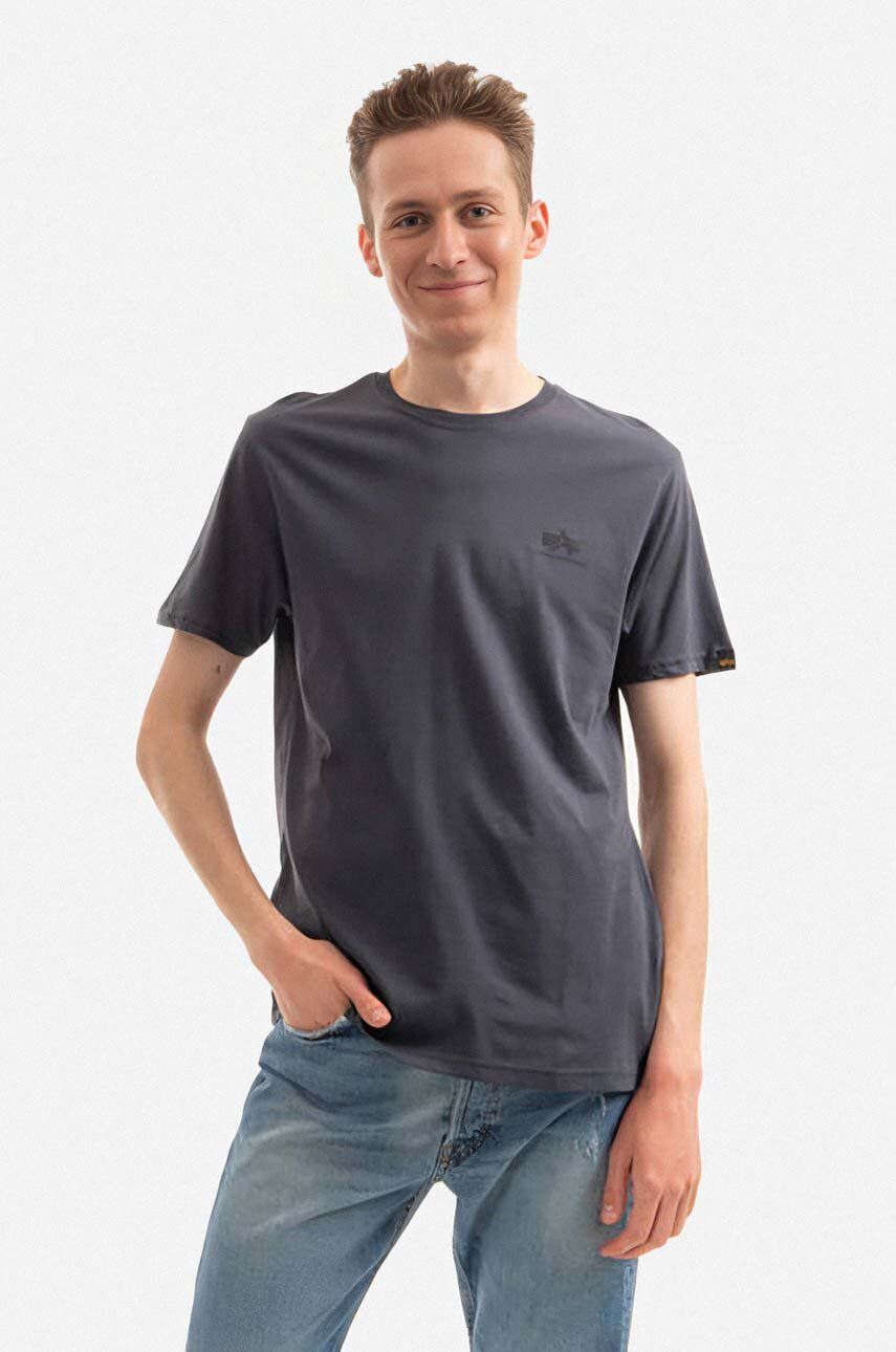 Alpha Industries tricou din bumbac Backprint culoarea gri, cu imprimeu 128507.412-grey Alpha Industries tricou din bumbac Backprint culoarea gri, cu imprimeu 128507.412-grey