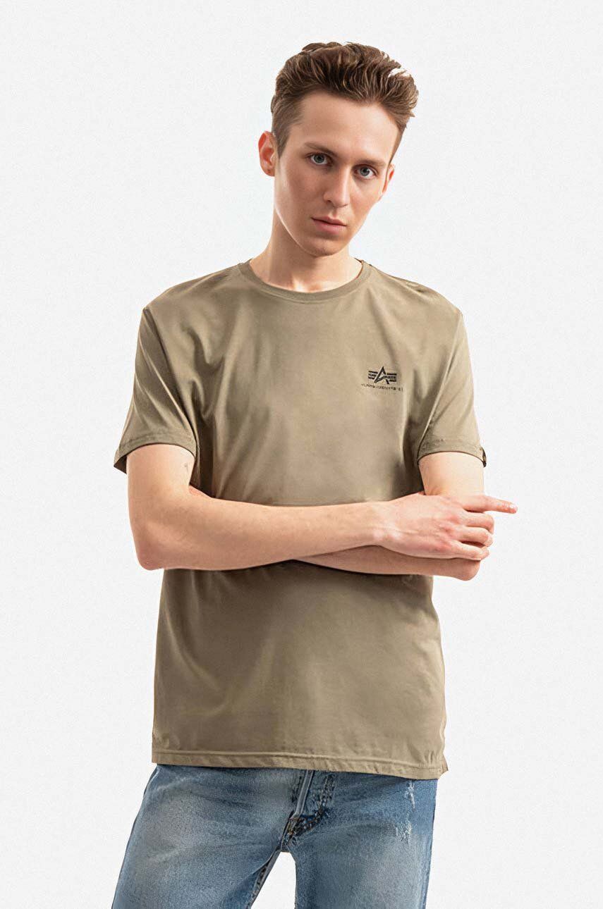Alpha Industries tricou din bumbac Backprint culoarea verde, cu imprimeu 128507.154-green Alpha Industries tricou din bumbac Backprint culoarea verde, cu imprimeu 128507.154-green
