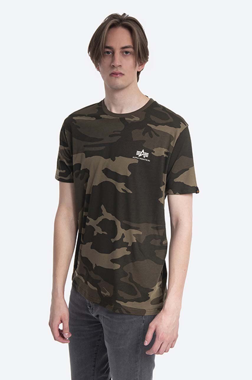 Alpha Industries tricou din bumbac Backprint T Camo culoarea verde, cu model 128507C.239-green Alpha Industries tricou din bumbac Backprint T Camo culoarea verde, cu model 128507C.239-green