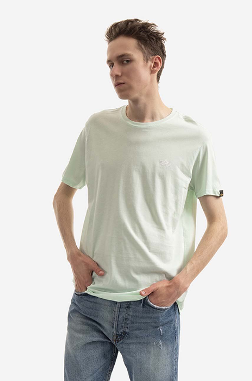 Alpha Industries tricou din bumbac Basic culoarea verde, cu imprimeu 188505.43-green Alpha Industries tricou din bumbac Basic culoarea verde, cu imprimeu 188505.43-green