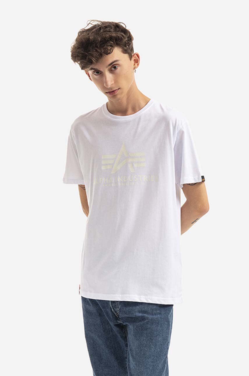 Alpha Industries tricou din bumbac Basic T Kryptonite culoarea alb, cu imprimeu 116521.09-white Alpha Industries tricou din bumbac Basic T Kryptonite culoarea alb, cu imprimeu 116521.09-white