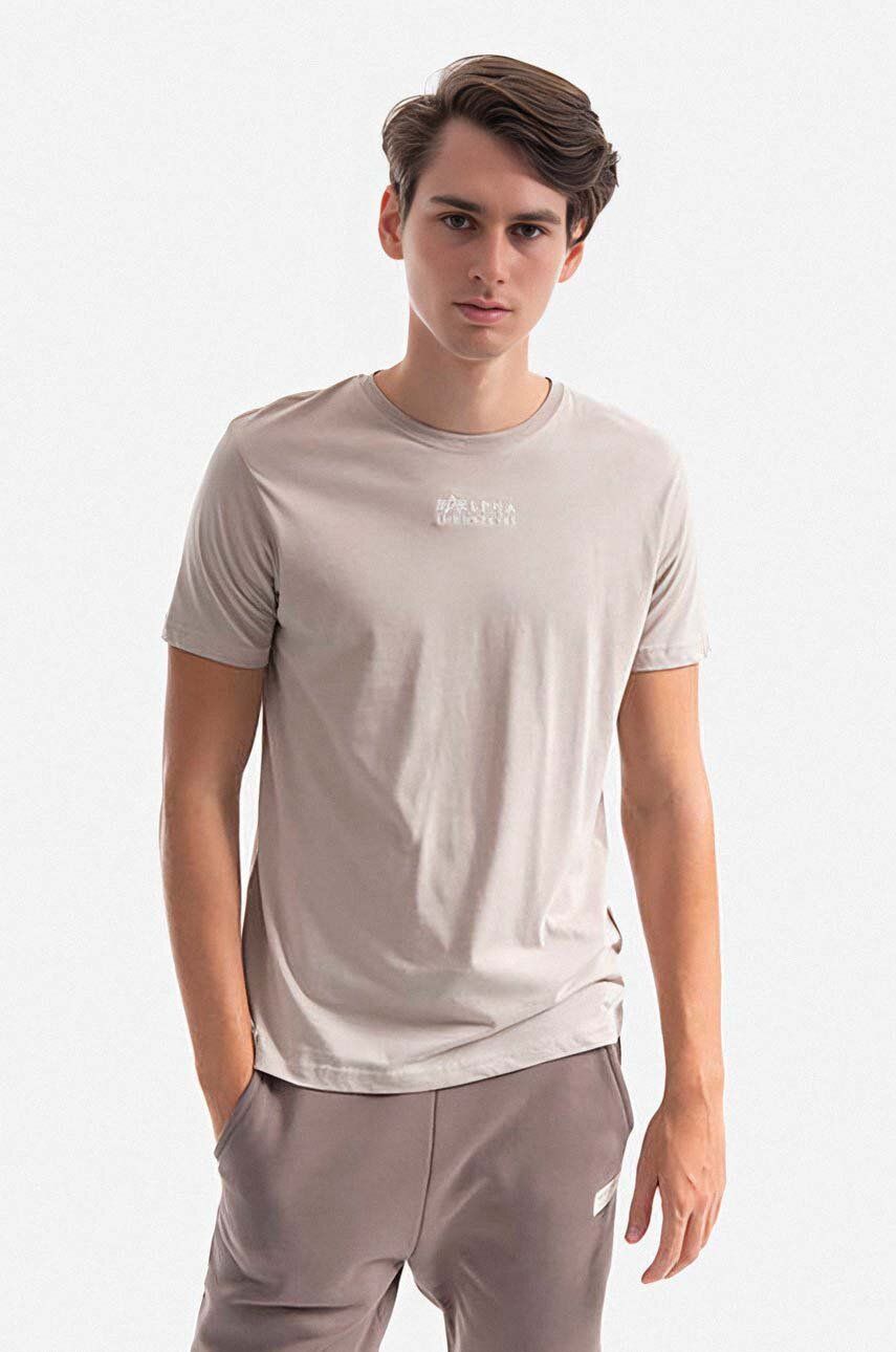 Alpha Industries tricou din bumbac bărbați, culoarea bej, cu imprimeu 118529.627-cream Alpha Industries tricou din bumbac bărbați, culoarea bej, cu imprimeu 118529.627-cream