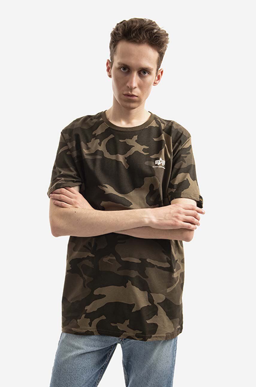 Alpha Industries tricou din bumbac bărbați, culoarea verde, cu model 188505C.239-green Alpha Industries tricou din bumbac bărbați, culoarea verde, cu model 188505C.239-green