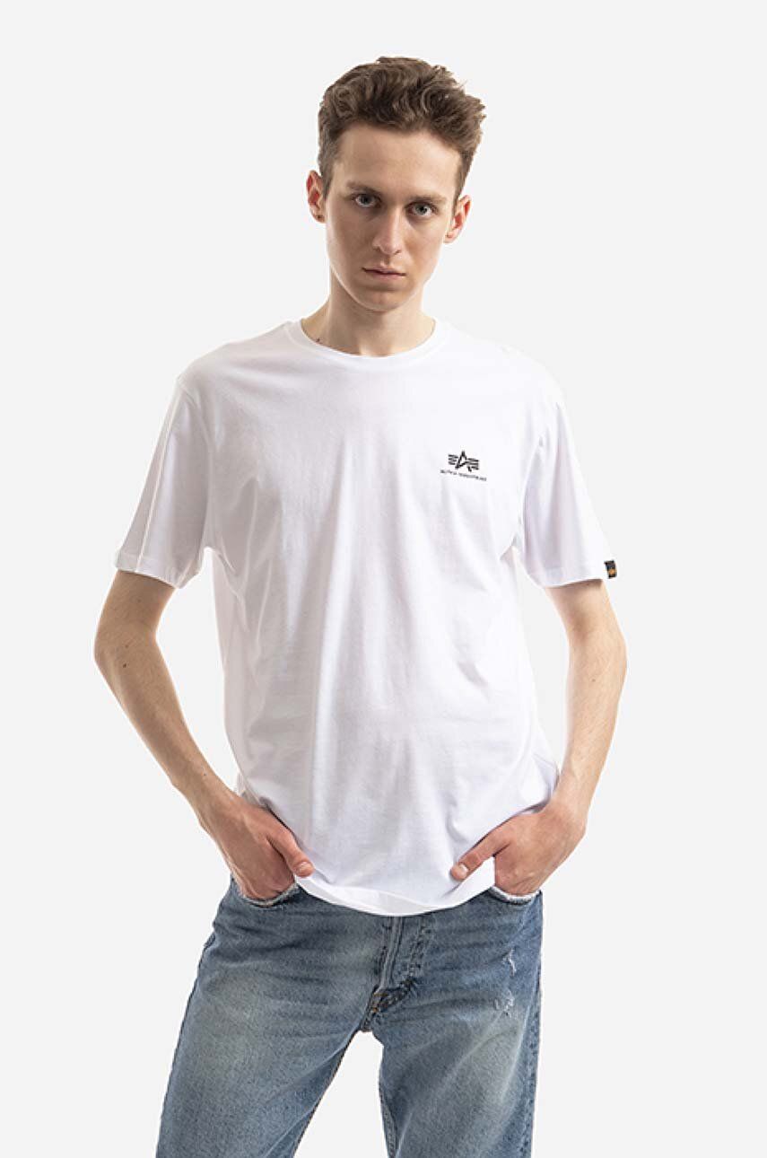 Alpha Industries tricou din bumbac culoarea alb, cu imprimeu 128507CP.573-white Alpha Industries tricou din bumbac culoarea alb, cu imprimeu 128507CP.573-white
