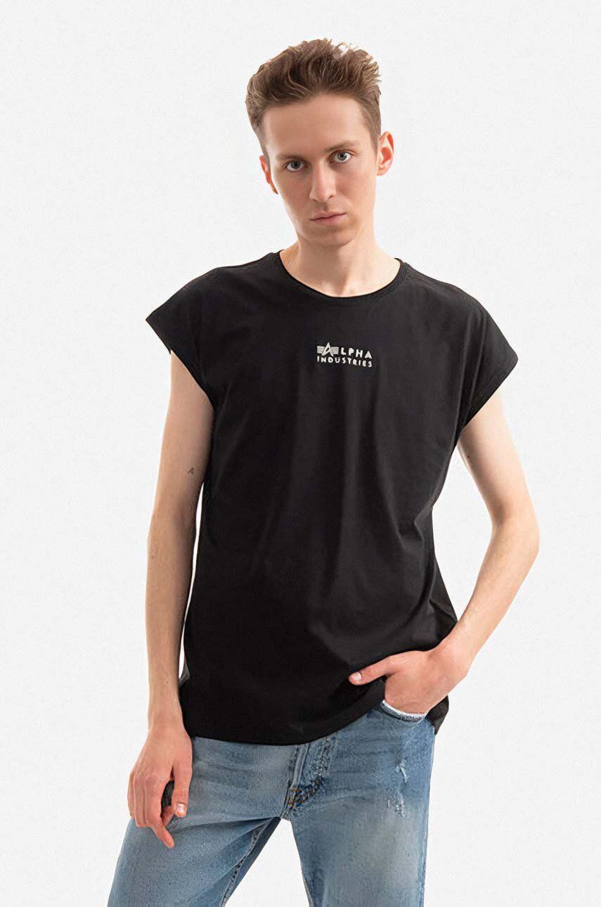 Alpha Industries tricou din bumbac culoarea negru, uni 118531.649-black Alpha Industries tricou din bumbac culoarea negru, uni 118531.649-black