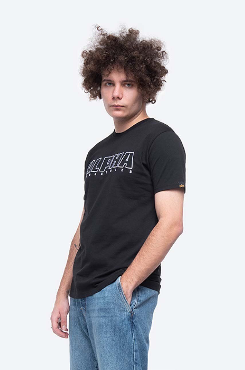 Alpha Industries tricou din bumbac Embroidery Heavy Tee culoarea negru, cu imprimeu 116573.95-black Alpha Industries tricou din bumbac Embroidery Heavy Tee culoarea negru, cu imprimeu 116573.95-black