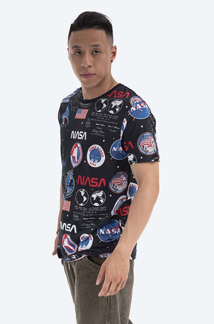 Alpha Industries tricou din bumbac Nasa Aop culoarea negru, cu model 116503.03-black Alpha Industries tricou din bumbac Nasa Aop culoarea negru, cu model 116503.03-black