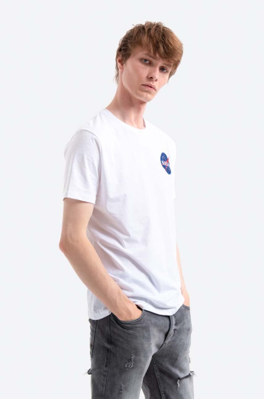 Alpha Industries tricou din bumbac Space Shuttle T culoarea alb, cu imprimeu 176507.09-white Alpha Industries tricou din bumbac Space Shuttle T culoarea alb, cu imprimeu 176507.09-white