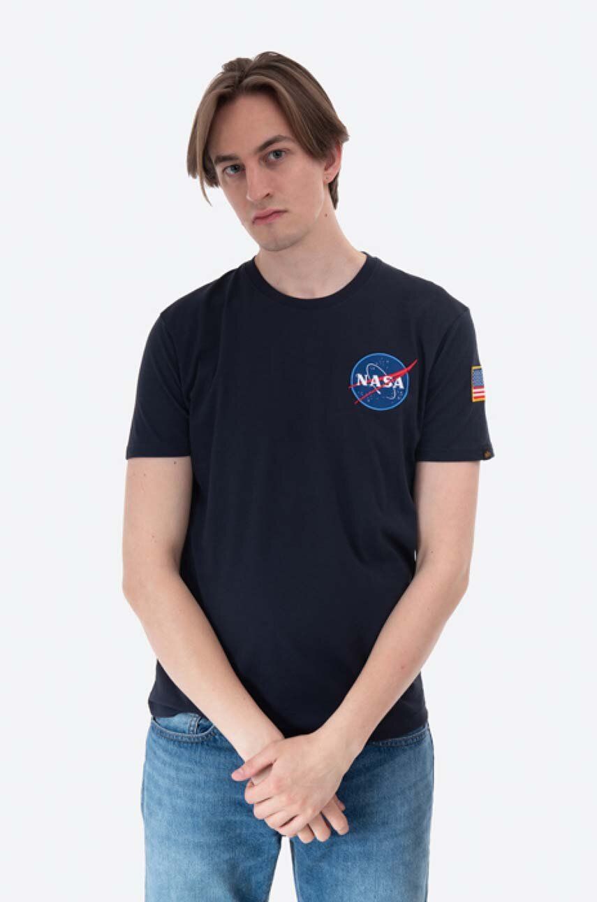 Alpha Industries tricou din bumbac Space Shuttle T culoarea bleumarin, cu imprimeu 176507.07-navy Alpha Industries tricou din bumbac Space Shuttle T culoarea bleumarin, cu imprimeu 176507.07-navy