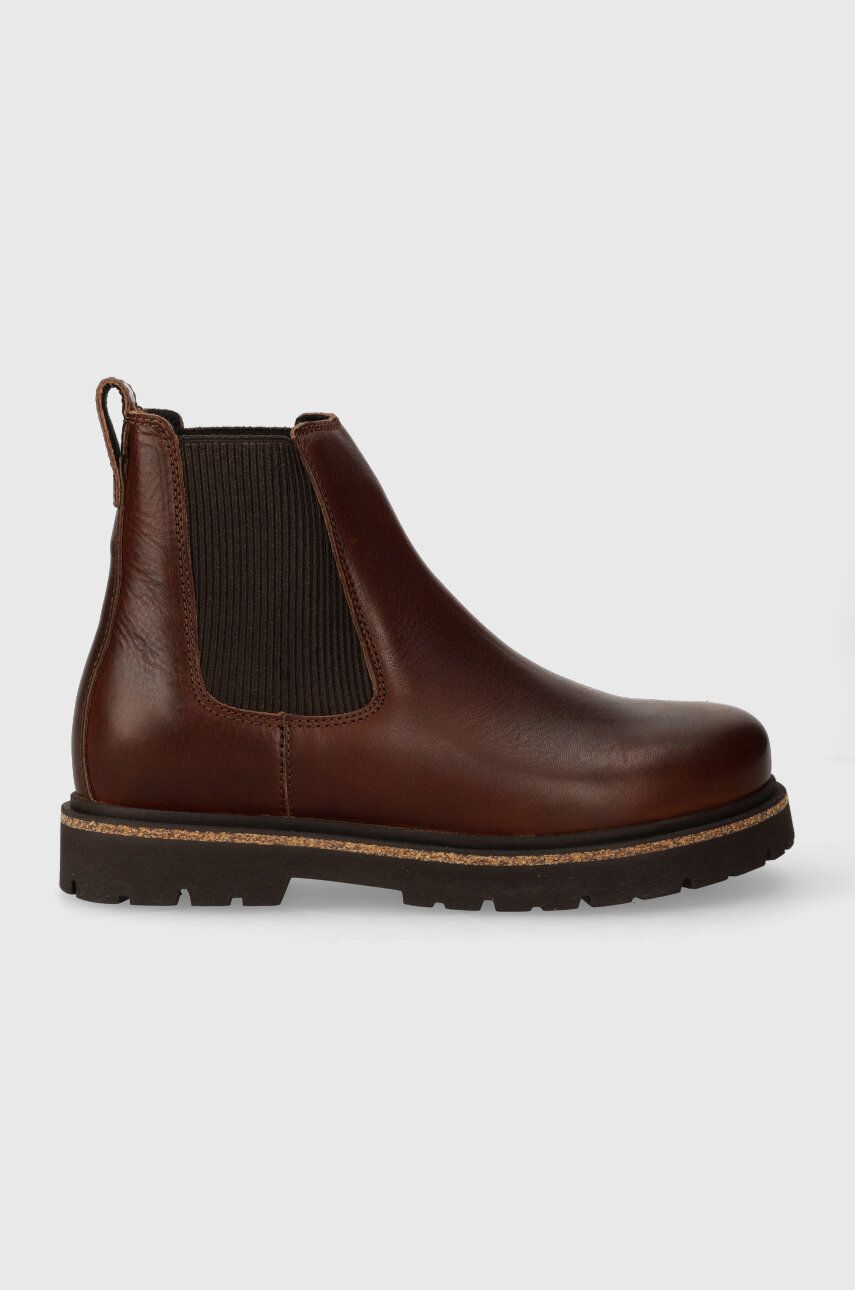 Birkenstock cizme de piele femei, culoarea maro, cu toc plat 1025782 Birkenstock cizme de piele femei, culoarea maro, cu toc plat 1025782