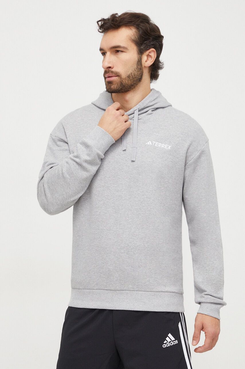adidas TERREX hanorac TERREX culoarea gri, cu glugă, melanj IB6564 adidas TERREX hanorac TERREX culoarea gri, cu glugă, melanj IB6564