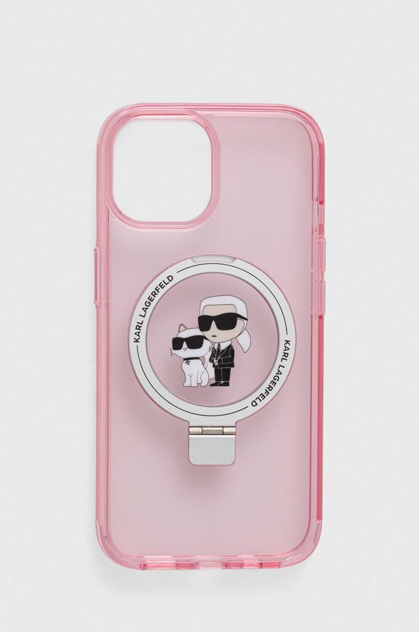 Karl Lagerfeld husă pentru telefon iPhone 15 6.1 culoarea roz Karl Lagerfeld husă pentru telefon iPhone 15 6.1 culoarea roz