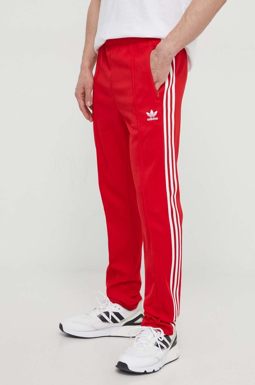 adidas Originals pantaloni de trening Adicolor Classics Beckenbauer culoarea roșu, cu imprimeu, IM4547 adidas Originals pantaloni de trening Adicolor Classics Beckenbauer culoarea roșu, cu imprimeu, IM4547