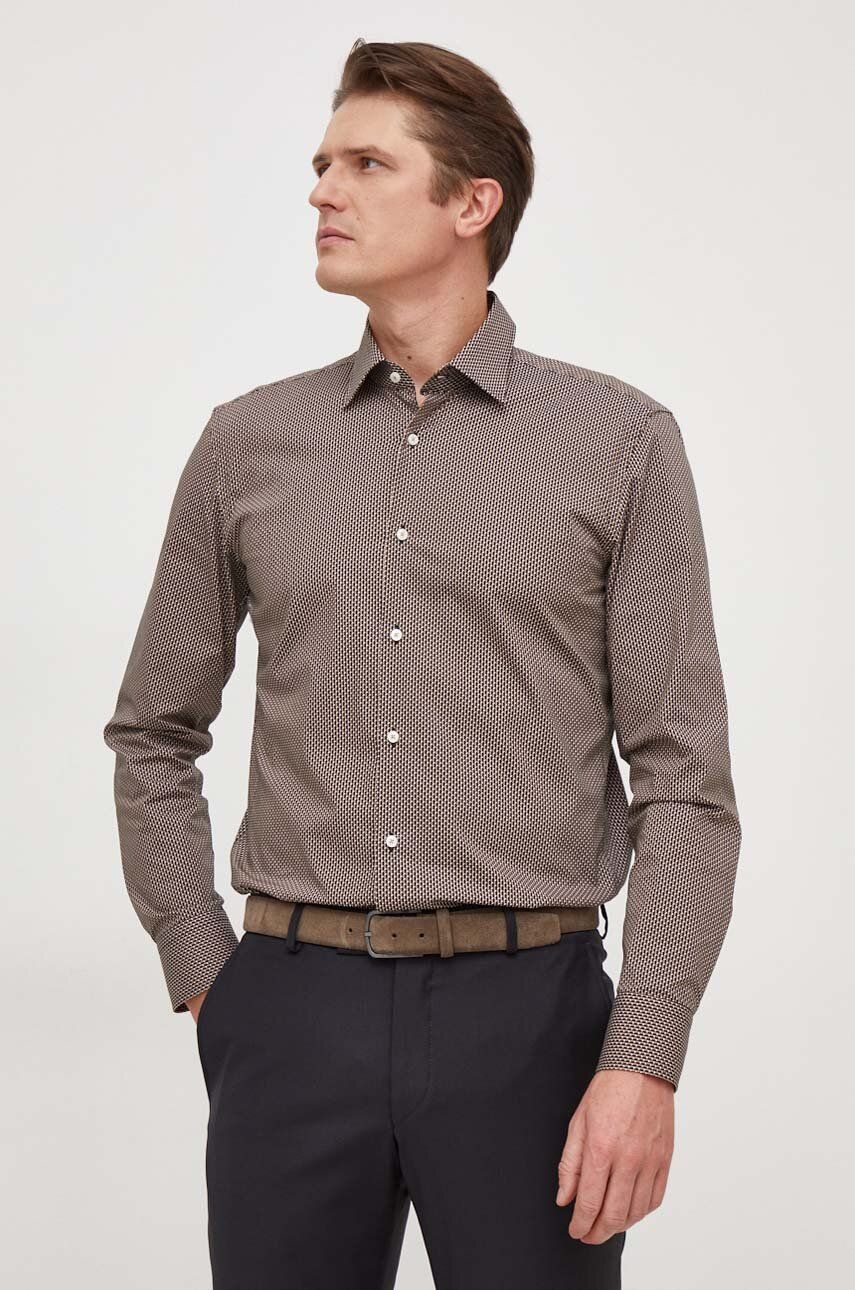 BOSS cămașă bărbați, culoarea bej, cu guler clasic, slim 50510204 BOSS cămașă bărbați, culoarea bej, cu guler clasic, slim 50510204
