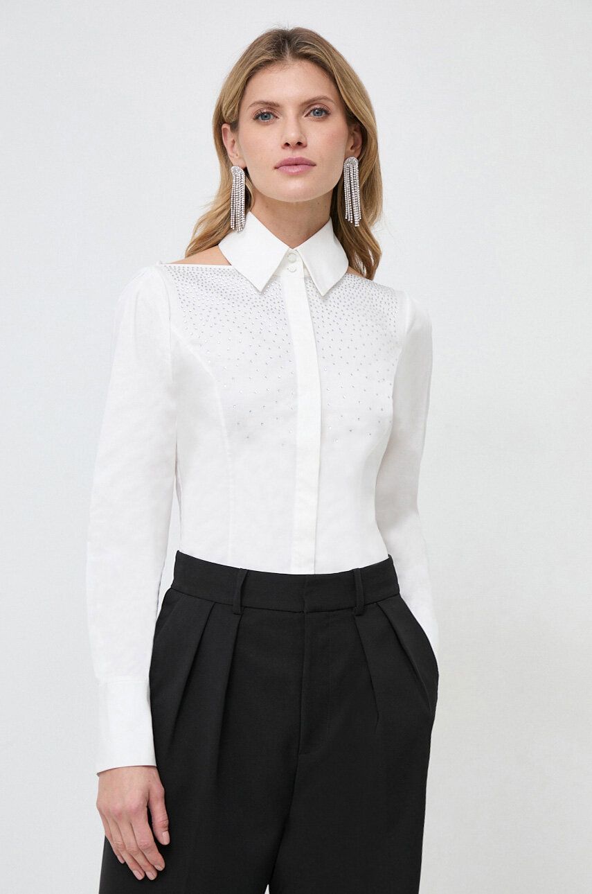 Karl Lagerfeld camasa femei, culoarea alb, cu guler clasic, regular Karl Lagerfeld camasa femei, culoarea alb, cu guler clasic, regular