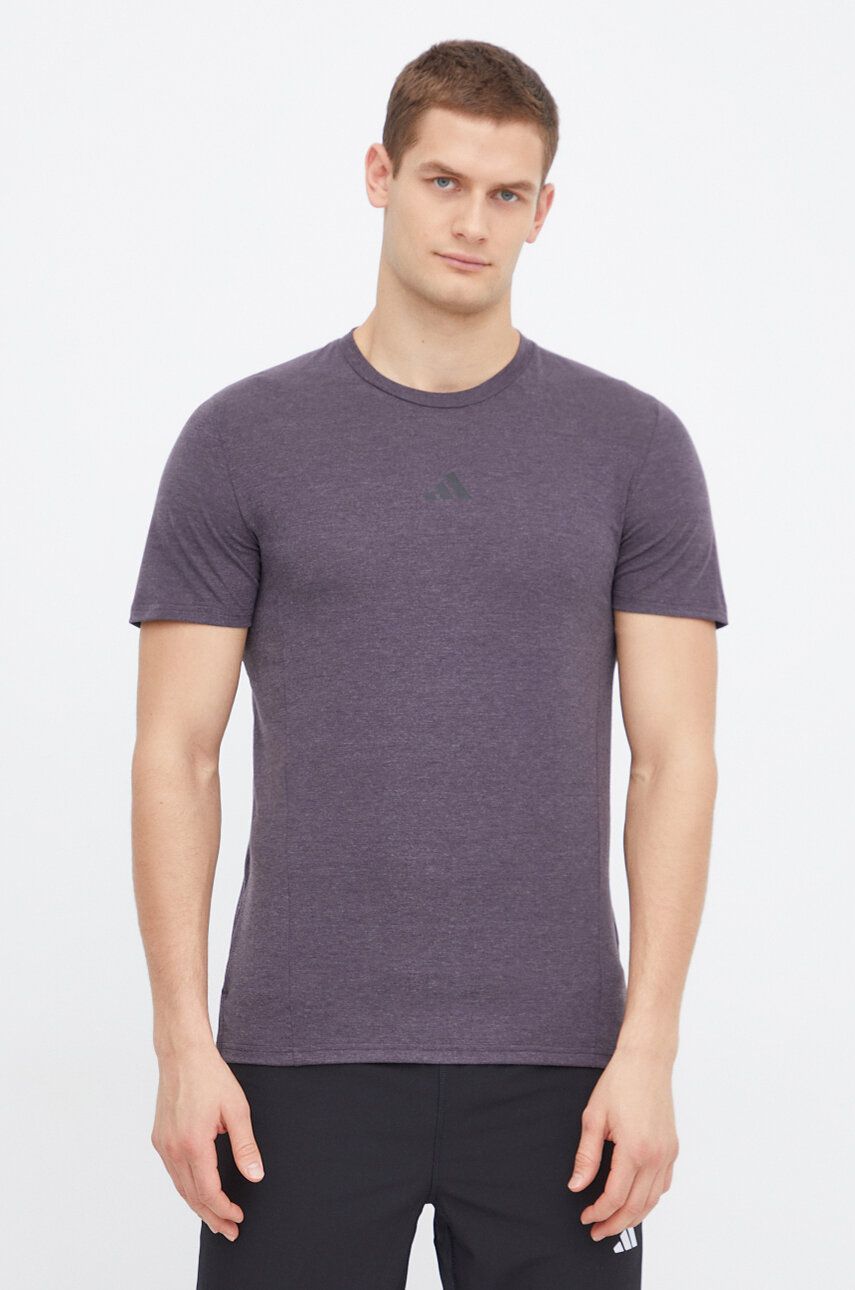 adidas Performance tricou de antrenament culoarea violet, melanj IS3810 adidas Performance tricou de antrenament culoarea violet, melanj IS3810