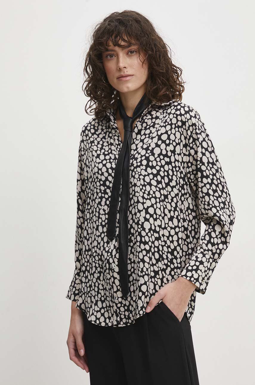 Answear Lab camasa femei, culoarea bej, cu guler clasic, relaxed Answear Lab camasa femei, culoarea bej, cu guler clasic, relaxed