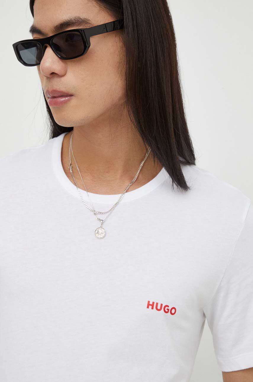 HUGO tricou din bumbac 3-pack bărbați, culoarea alb, uni 50493972 HUGO tricou din bumbac 3-pack bărbați, culoarea alb, uni 50493972