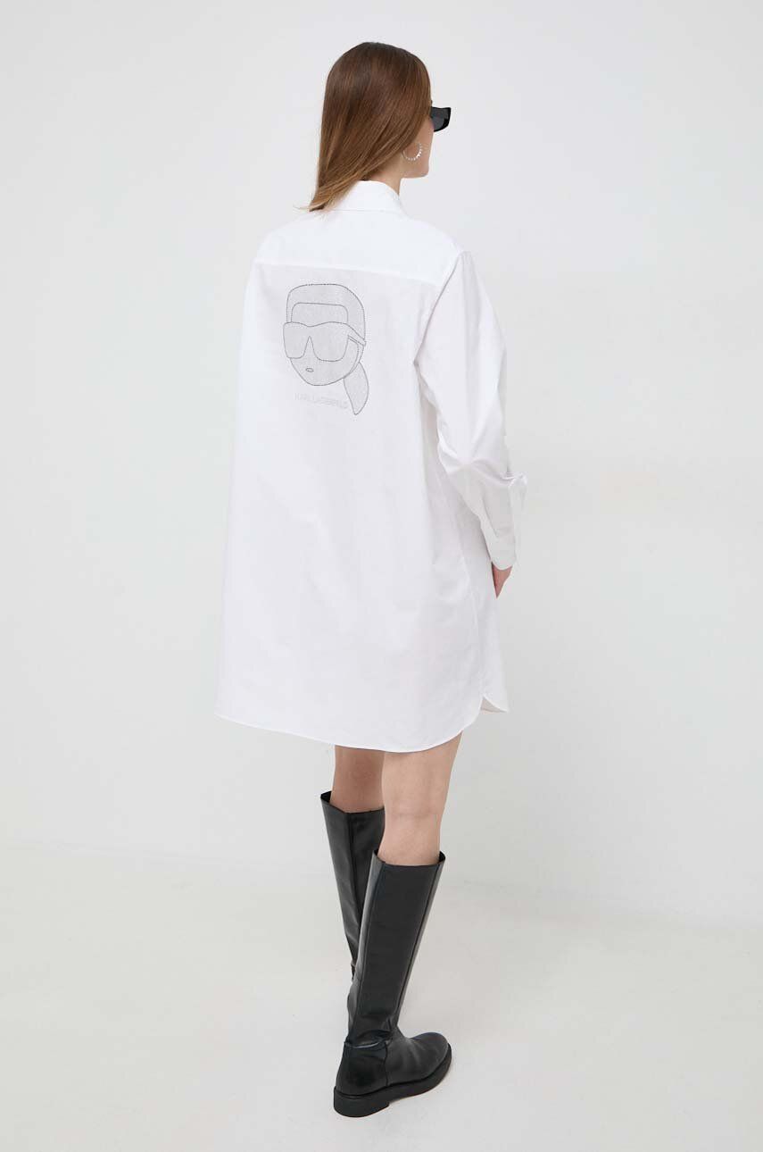 Karl Lagerfeld camasa din bumbac femei, culoarea alb, cu guler clasic, relaxed Karl Lagerfeld camasa din bumbac femei, culoarea alb, cu guler clasic, relaxed