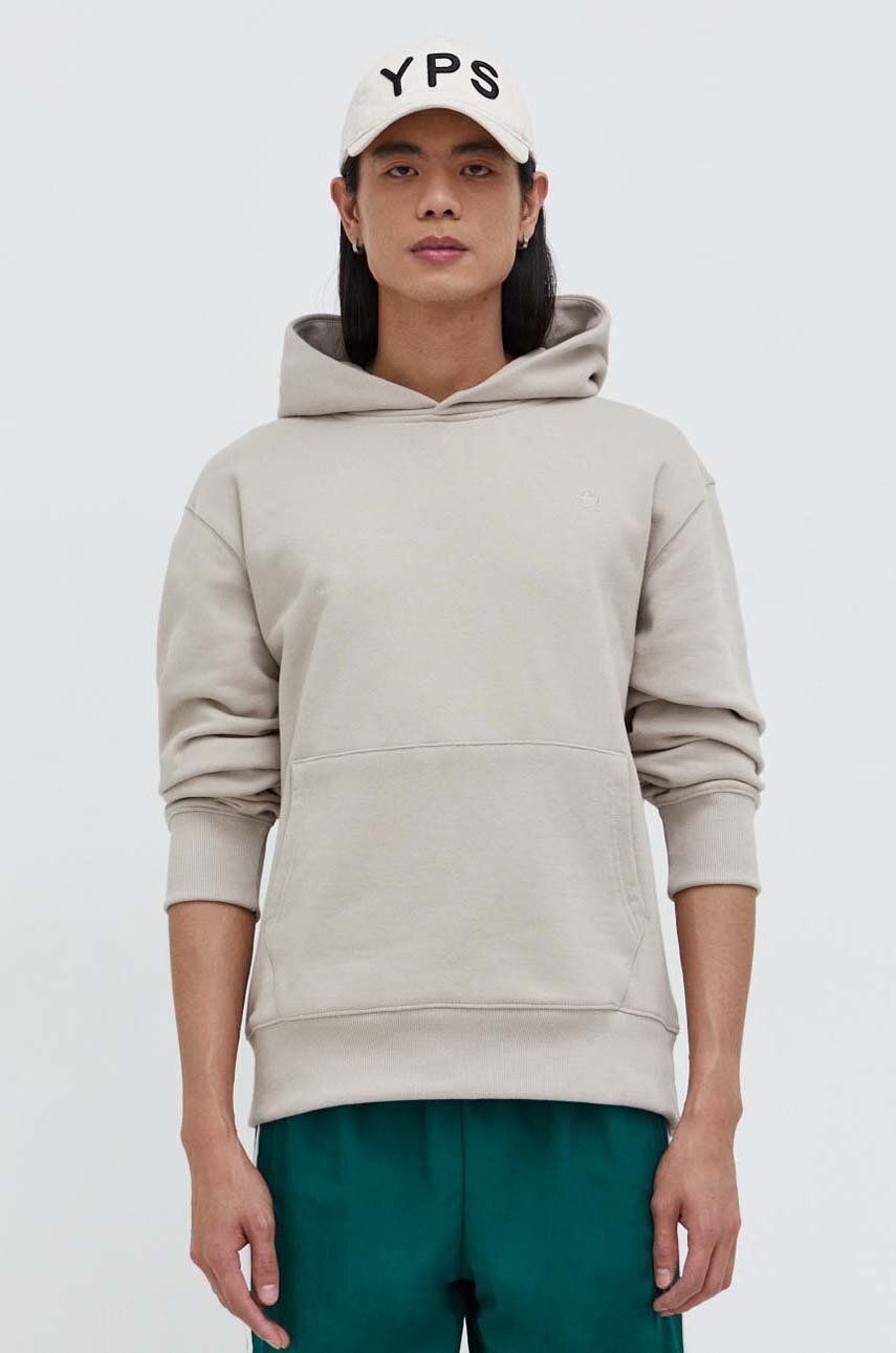 adidas Originals hanorac de bumbac Adicolor Contempo French Terry Hoodie bărbați, culoarea bej, cu glugă, uni, IR7865 adidas Originals hanorac de bumbac Adicolor Contempo French Terry Hoodie bărbați, culoarea bej, cu glugă, uni, IR7865