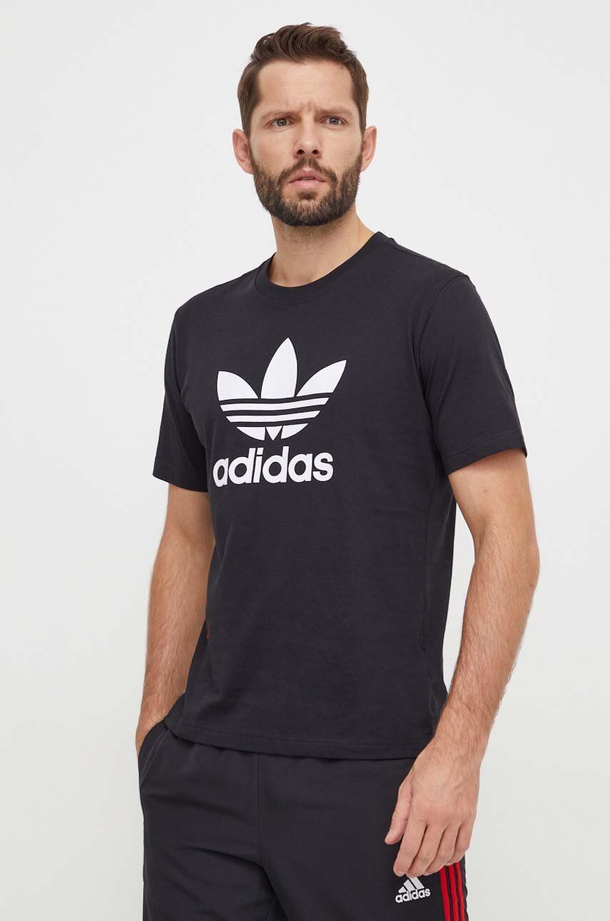 adidas Originals tricou din bumbac Trefoil bărbați, culoarea negru, cu imprimeu, IU2364 adidas Originals tricou din bumbac Trefoil bărbați, culoarea negru, cu imprimeu, IU2364