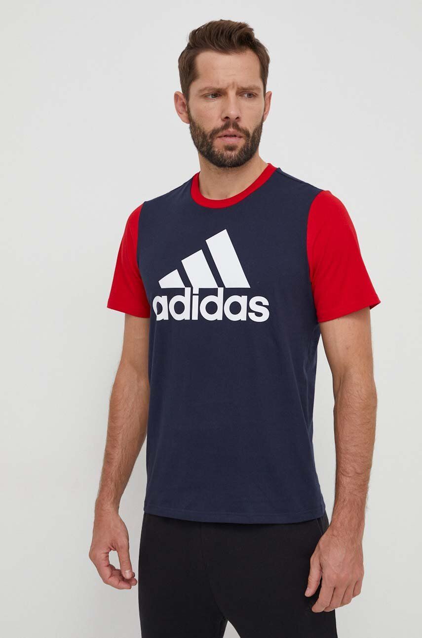 adidas tricou din bumbac bărbați, culoarea bleumarin, cu imprimeu IL5660 adidas tricou din bumbac bărbați, culoarea bleumarin, cu imprimeu IL5660