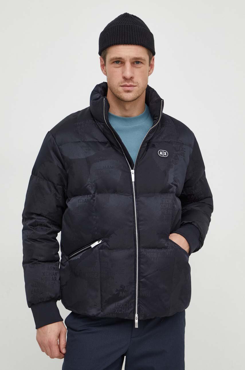 Armani Exchange geaca de puf barbati, culoarea albastru marin, de iarna, oversize Armani Exchange geaca de puf barbati, culoarea albastru marin, de iarna, oversize