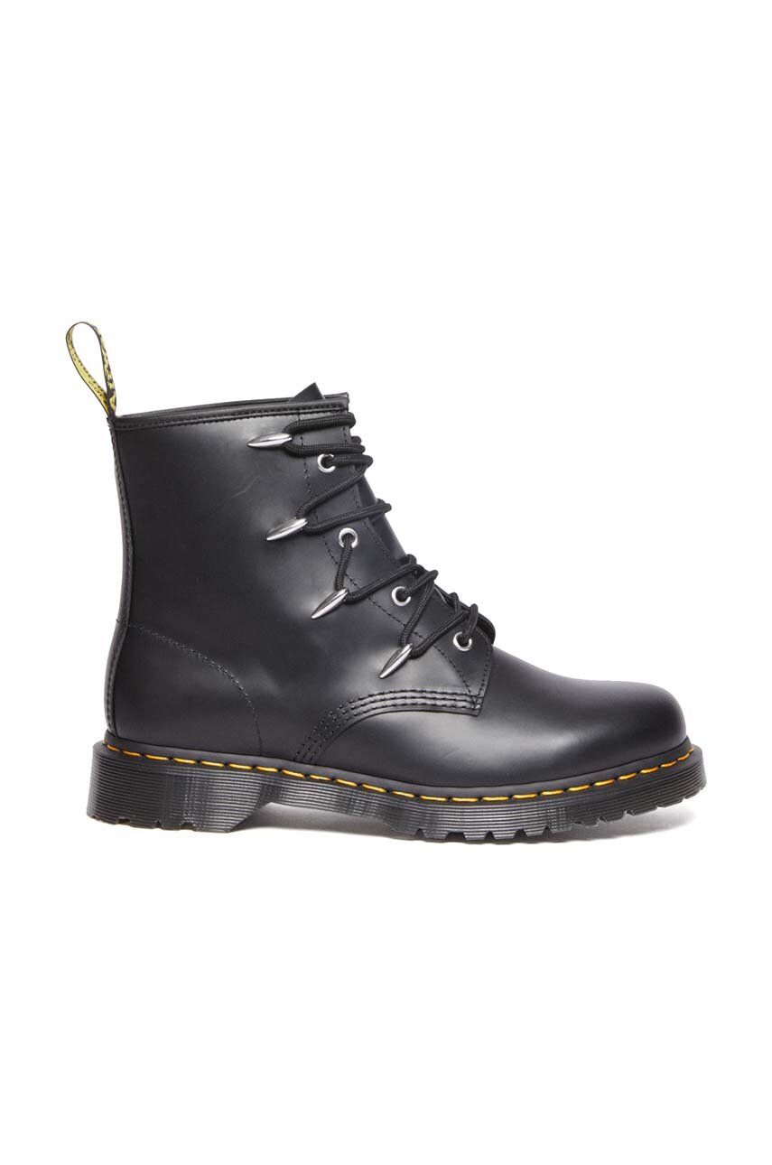 Dr. Martens cizme de piele 1460 culoarea negru, cu toc plat, DM31173001 Dr. Martens cizme de piele 1460 culoarea negru, cu toc plat, DM31173001