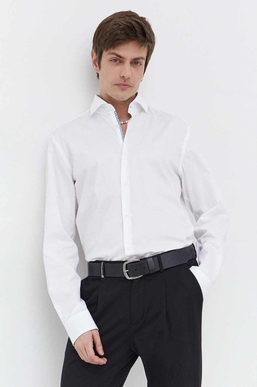 HUGO cămașă din bumbac bărbați, culoarea alb, cu guler clasic, regular 50508303 HUGO cămașă din bumbac bărbați, culoarea alb, cu guler clasic, regular 50508303