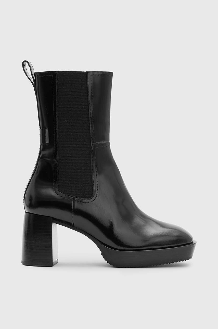 AllSaints cizme de piele Lottie femei, culoarea negru, cu toc drept, WF547Z AllSaints cizme de piele Lottie femei, culoarea negru, cu toc drept, WF547Z