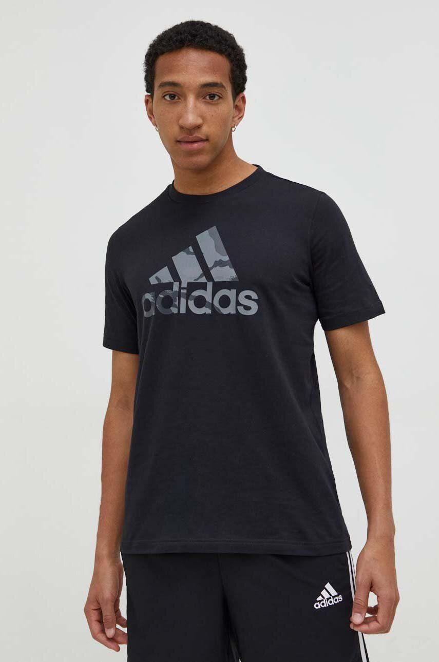 adidas tricou din bumbac bărbați, culoarea negru, cu imprimeu IR5828 adidas tricou din bumbac bărbați, culoarea negru, cu imprimeu IR5828
