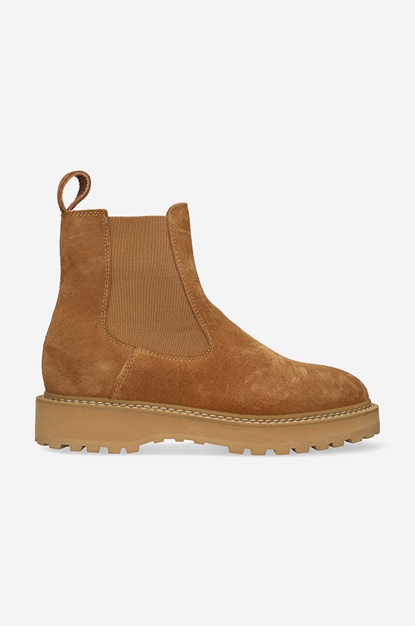 Diemme botine din piele întoarsă Alberone femei, culoarea maro, cu toc plat DI2207AL02-brown Diemme botine din piele întoarsă Alberone femei, culoarea maro, cu toc plat DI2207AL02-brown