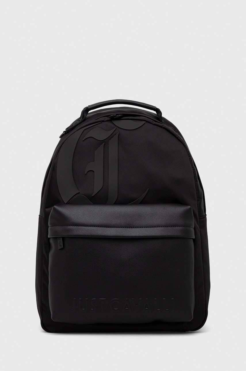 Just Cavalli rucsac barbati, culoarea negru, mare, cu imprimeu Just Cavalli rucsac barbati, culoarea negru, mare, cu imprimeu