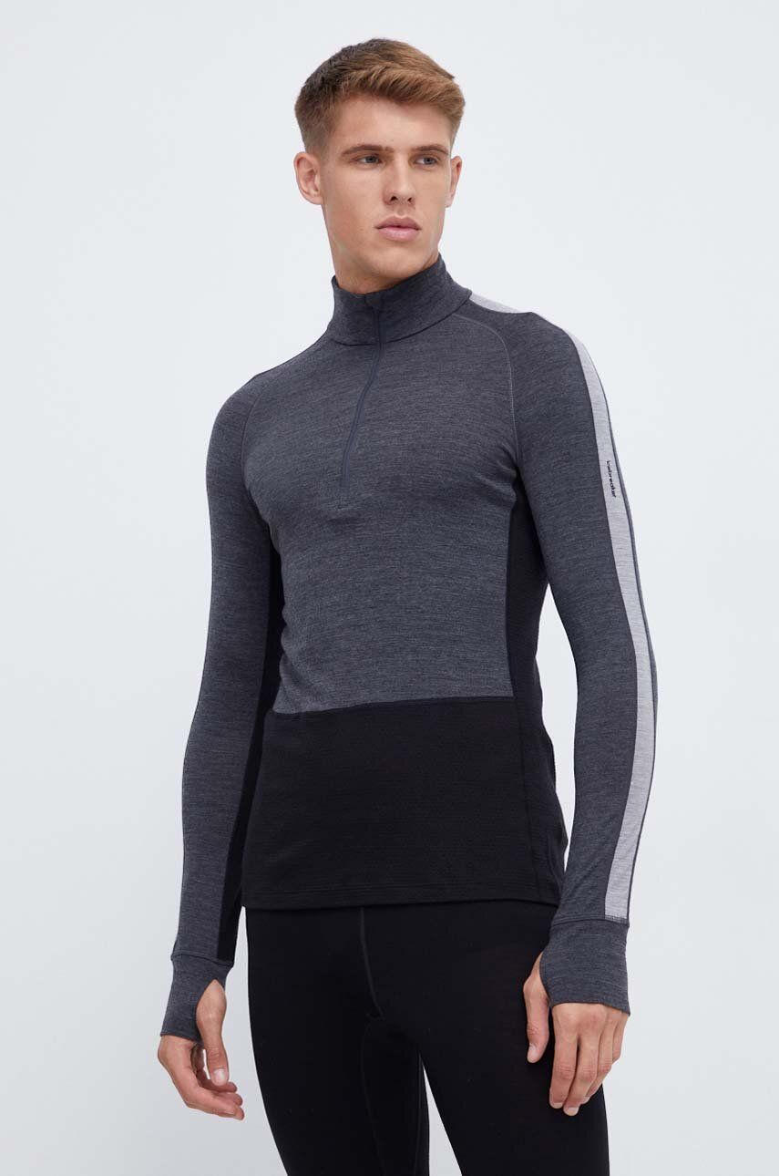 Icebreaker longsleeve funcțional Merino ZoneKit 200 culoarea negru Icebreaker longsleeve funcțional Merino ZoneKit 200 culoarea negru