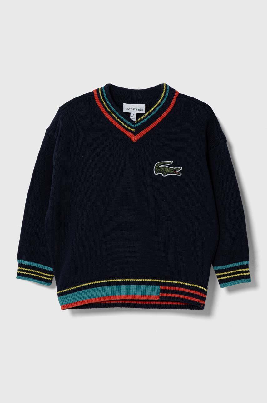 Lacoste pulover pentru copii din amestec de lana culoarea albastru marin, light Lacoste pulover pentru copii din amestec de lana culoarea albastru marin, light