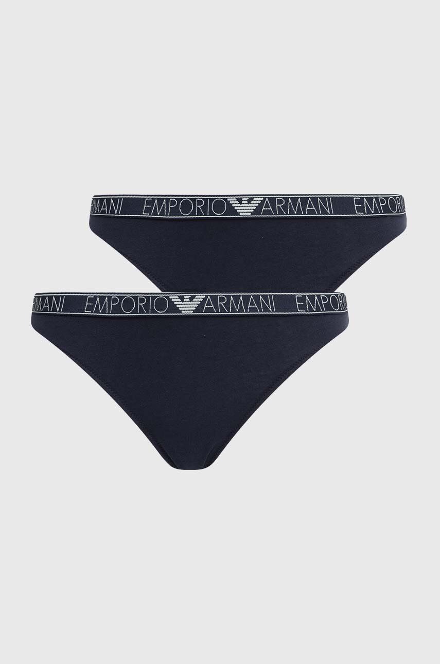 Emporio Armani Underwear tanga 2-pack culoarea albastru marin Emporio Armani Underwear tanga 2-pack culoarea albastru marin