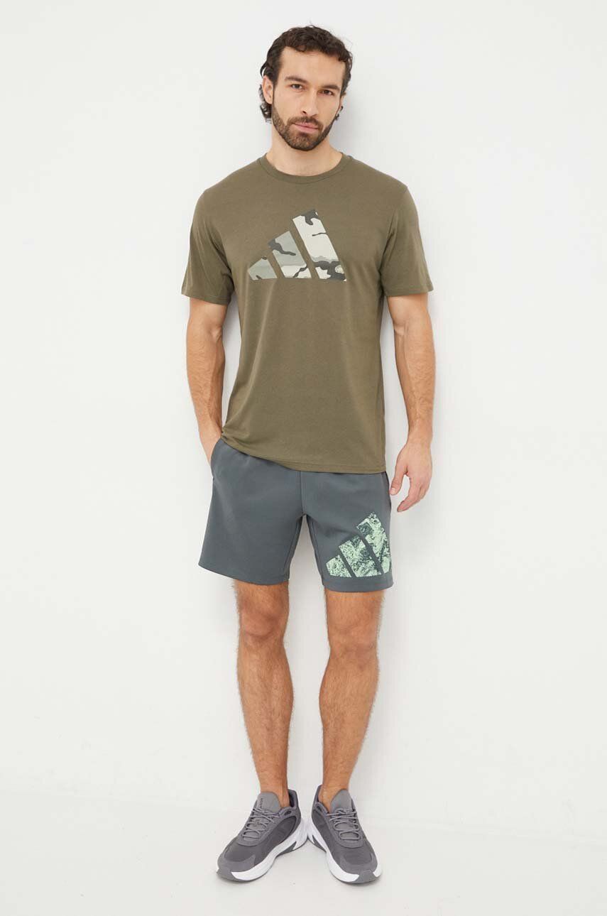 adidas Performance tricou de antrenament Training Essentials culoarea verde, cu imprimeu IM7452 adidas Performance tricou de antrenament Training Essentials culoarea verde, cu imprimeu IM7452