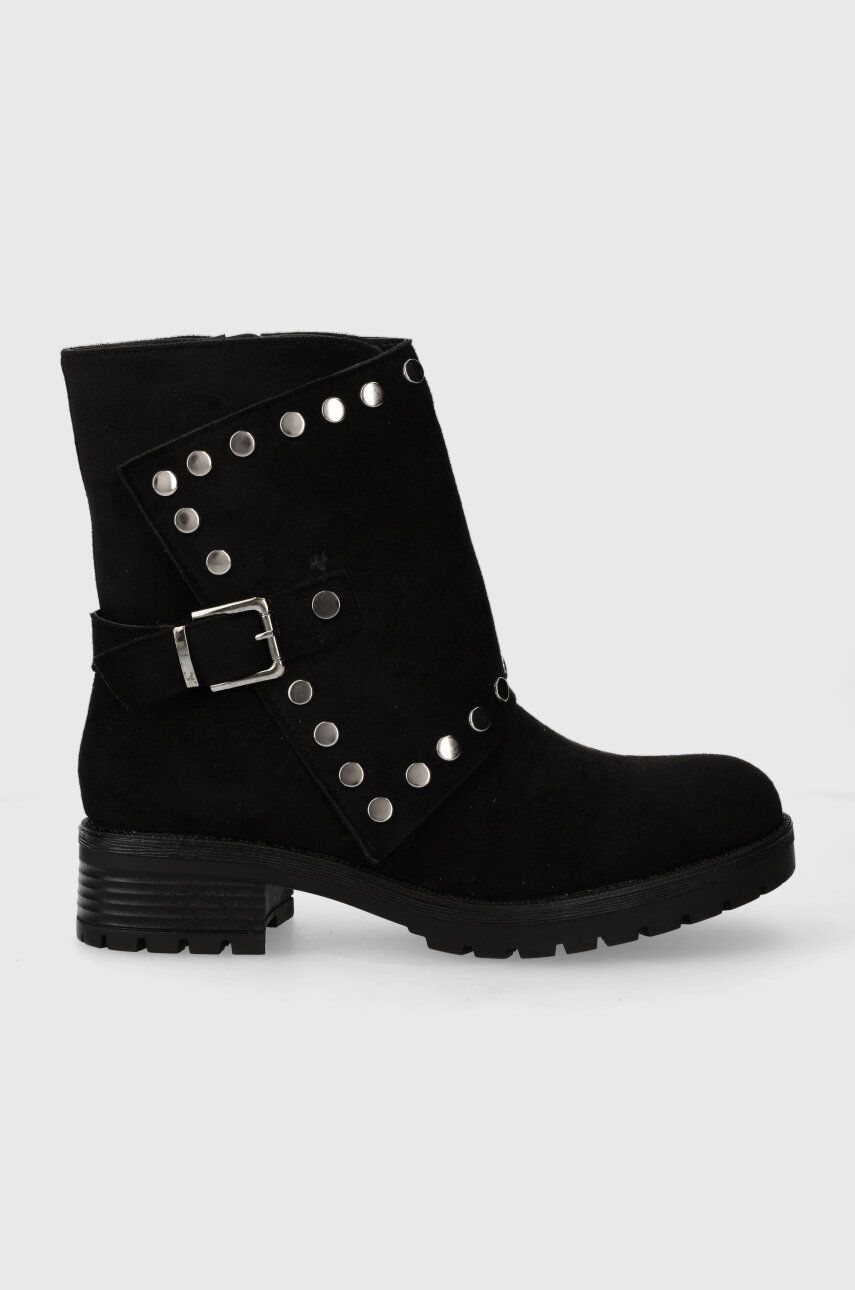 Answear Lab botine femei, culoarea negru, cu toc plat, izolare usoara Answear Lab botine femei, culoarea negru, cu toc plat, izolare usoara
