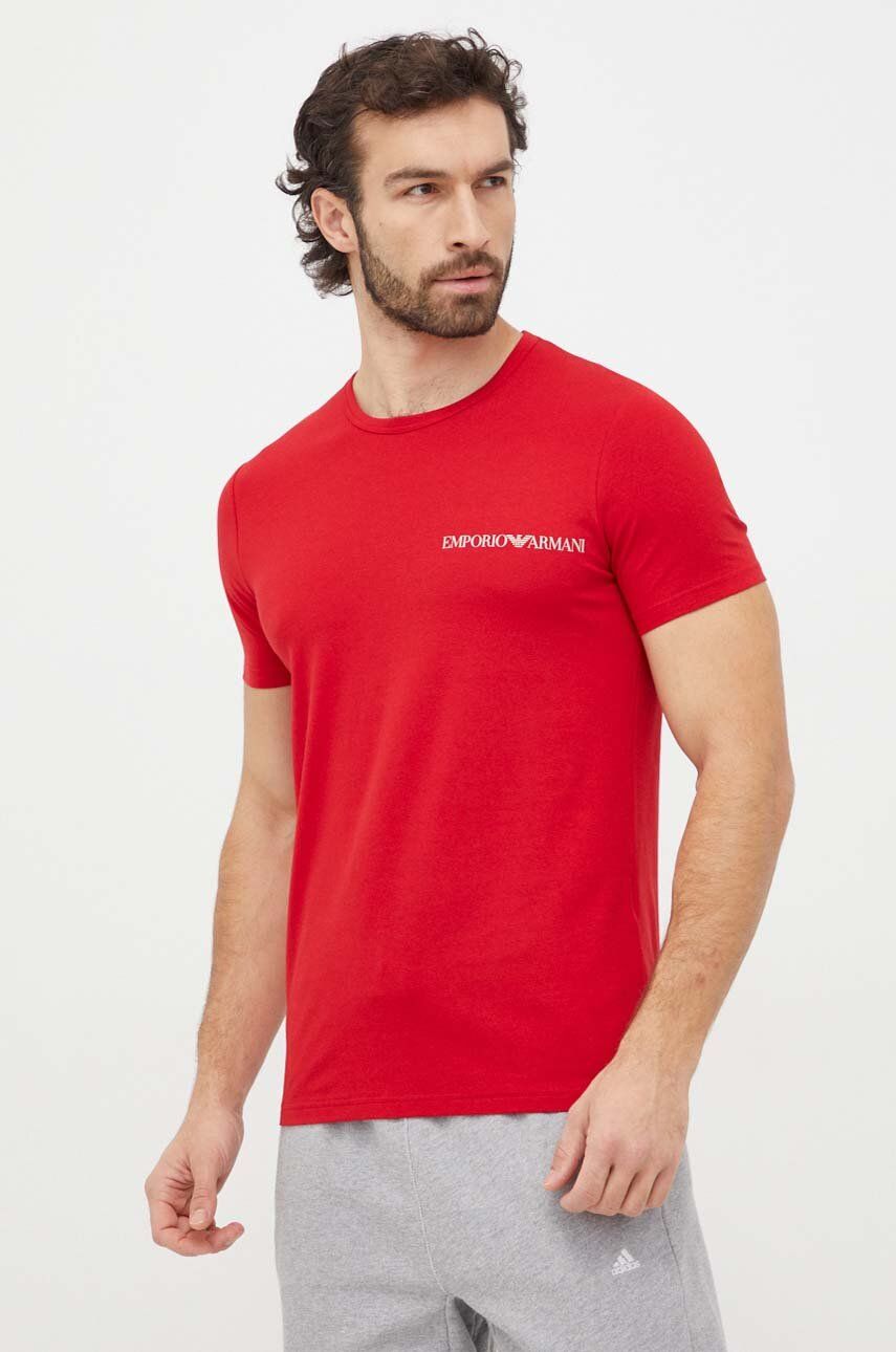Emporio Armani Underwear tricou lounge 2-pack culoarea rosu, cu imprimeu Emporio Armani Underwear tricou lounge 2-pack culoarea rosu, cu imprimeu
