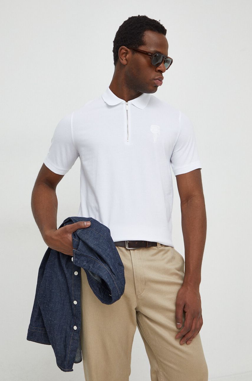 Karl Lagerfeld tricou polo bărbați, culoarea alb, cu imprimeu 541221.745400 Karl Lagerfeld tricou polo bărbați, culoarea alb, cu imprimeu 541221.745400