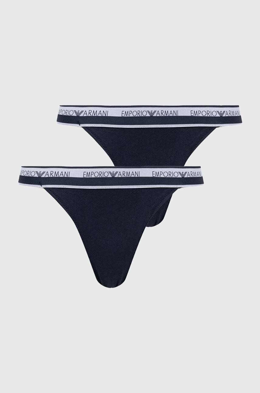 Emporio Armani Underwear tanga 2-pack culoarea albastru marin Emporio Armani Underwear tanga 2-pack culoarea albastru marin