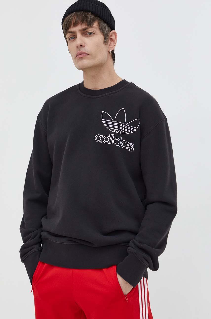 adidas Originals hanorac de bumbac bărbați, culoarea negru, cu imprimeu IU2350 adidas Originals hanorac de bumbac bărbați, culoarea negru, cu imprimeu IU2350