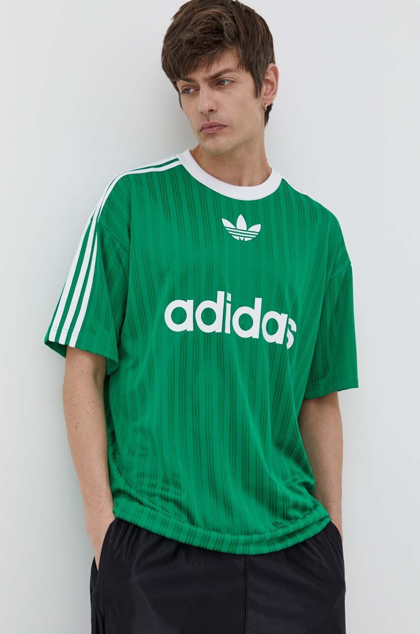 adidas Originals tricou bărbați, culoarea verde, cu imprimeu IM9457 adidas Originals tricou bărbați, culoarea verde, cu imprimeu IM9457