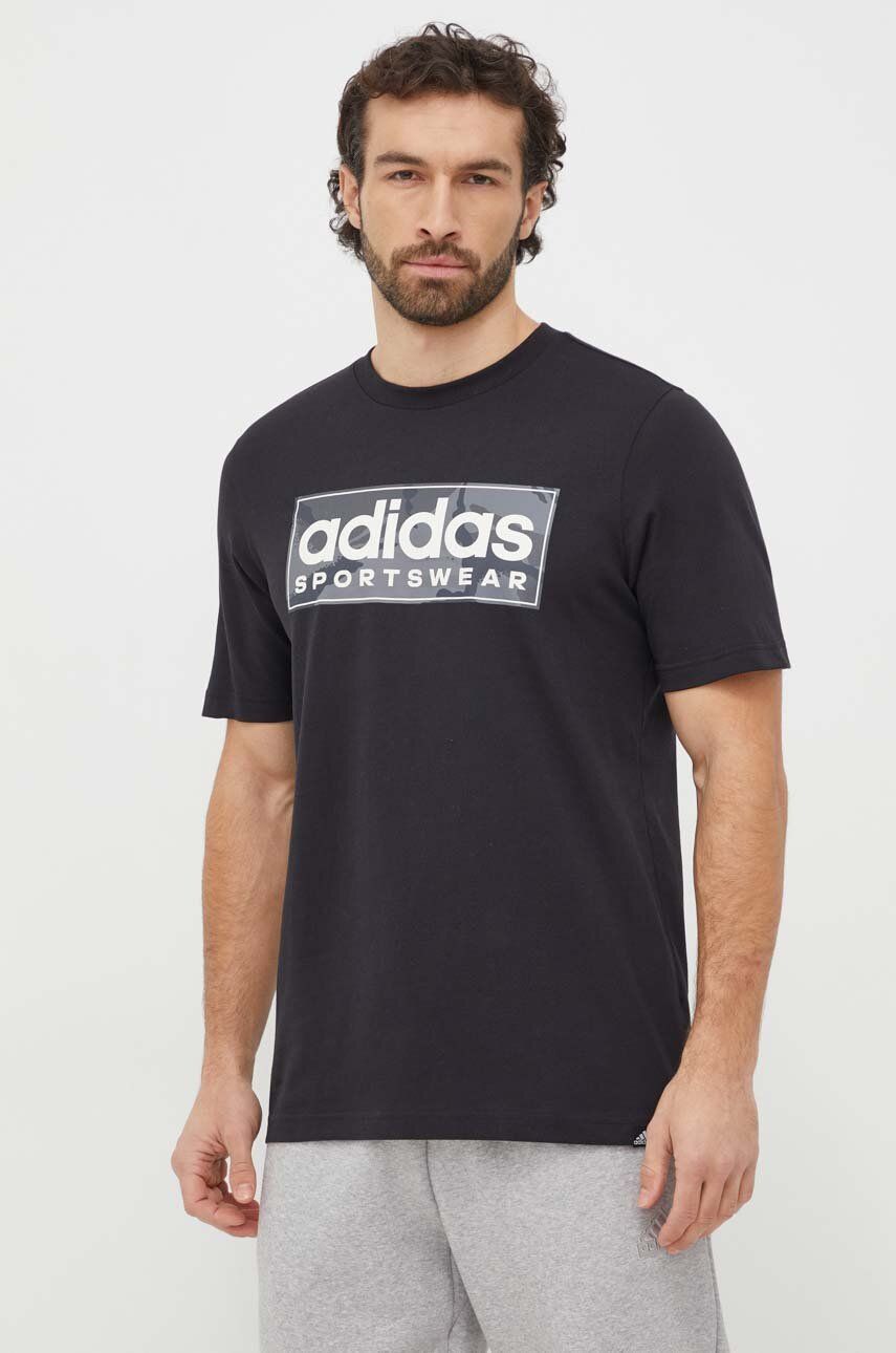 adidas tricou din bumbac bărbați, culoarea negru, cu imprimeu IR5825 adidas tricou din bumbac bărbați, culoarea negru, cu imprimeu IR5825