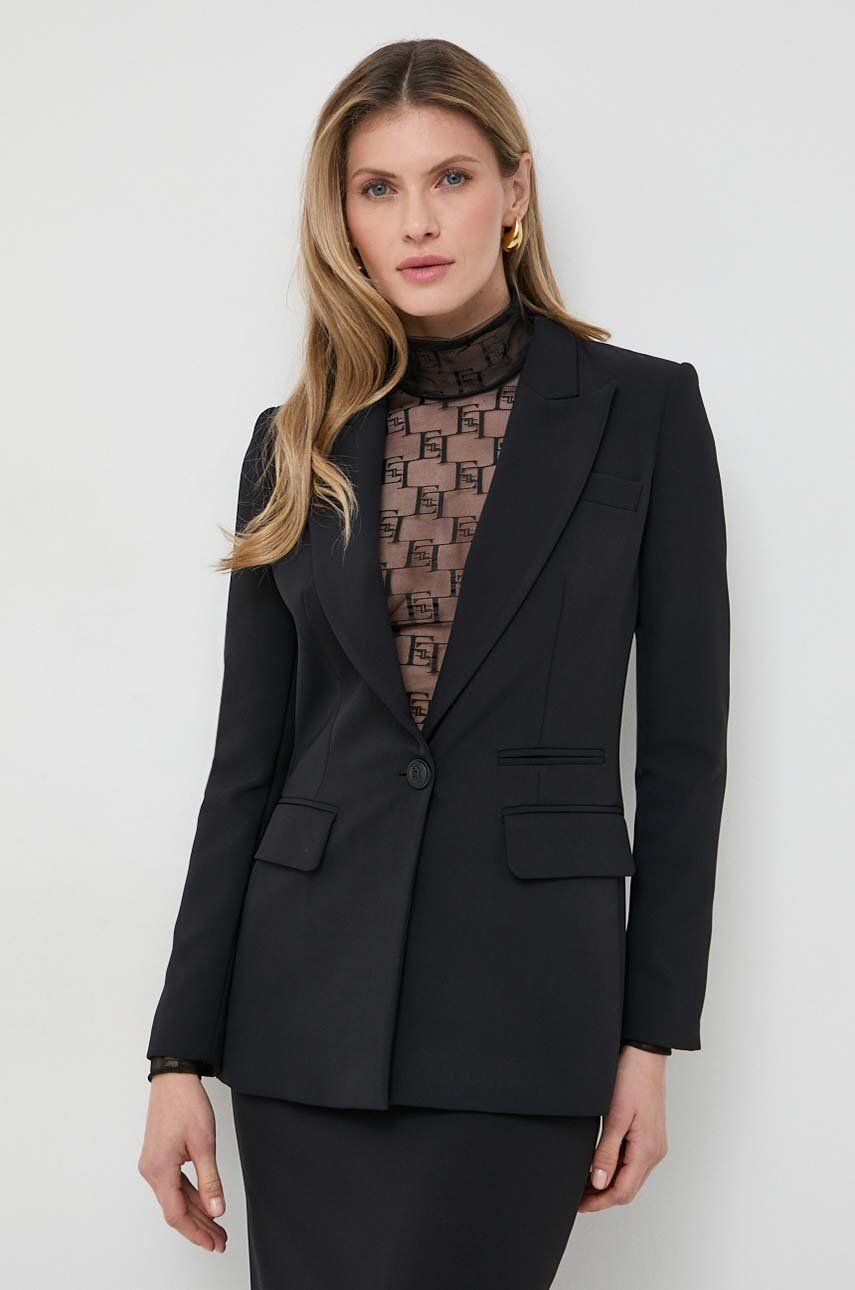 Elisabetta Franchi sacou culoarea negru, un singur rand de nasturi, neted Elisabetta Franchi sacou culoarea negru, un singur rand de nasturi, neted