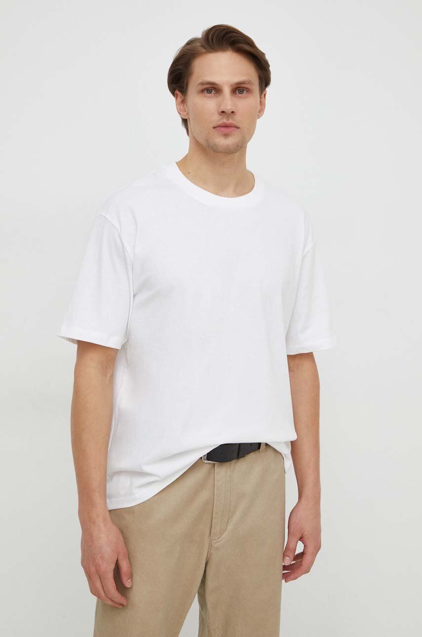 Lindbergh tricou din bumbac barbati, culoarea alb, neted Lindbergh tricou din bumbac barbati, culoarea alb, neted